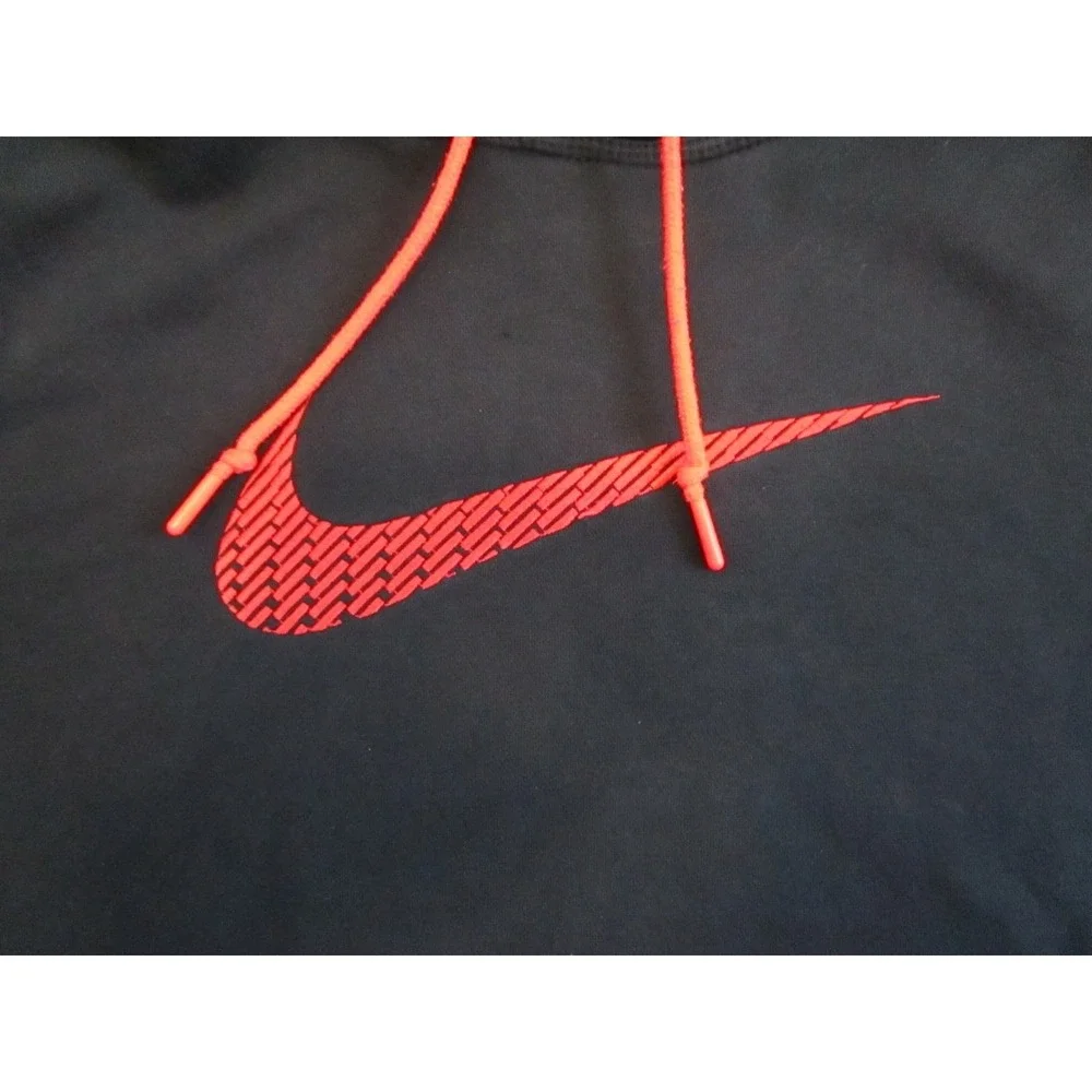Y2K Nike Hoodie Mens Small Black Athletic Performance Pullover Vintage